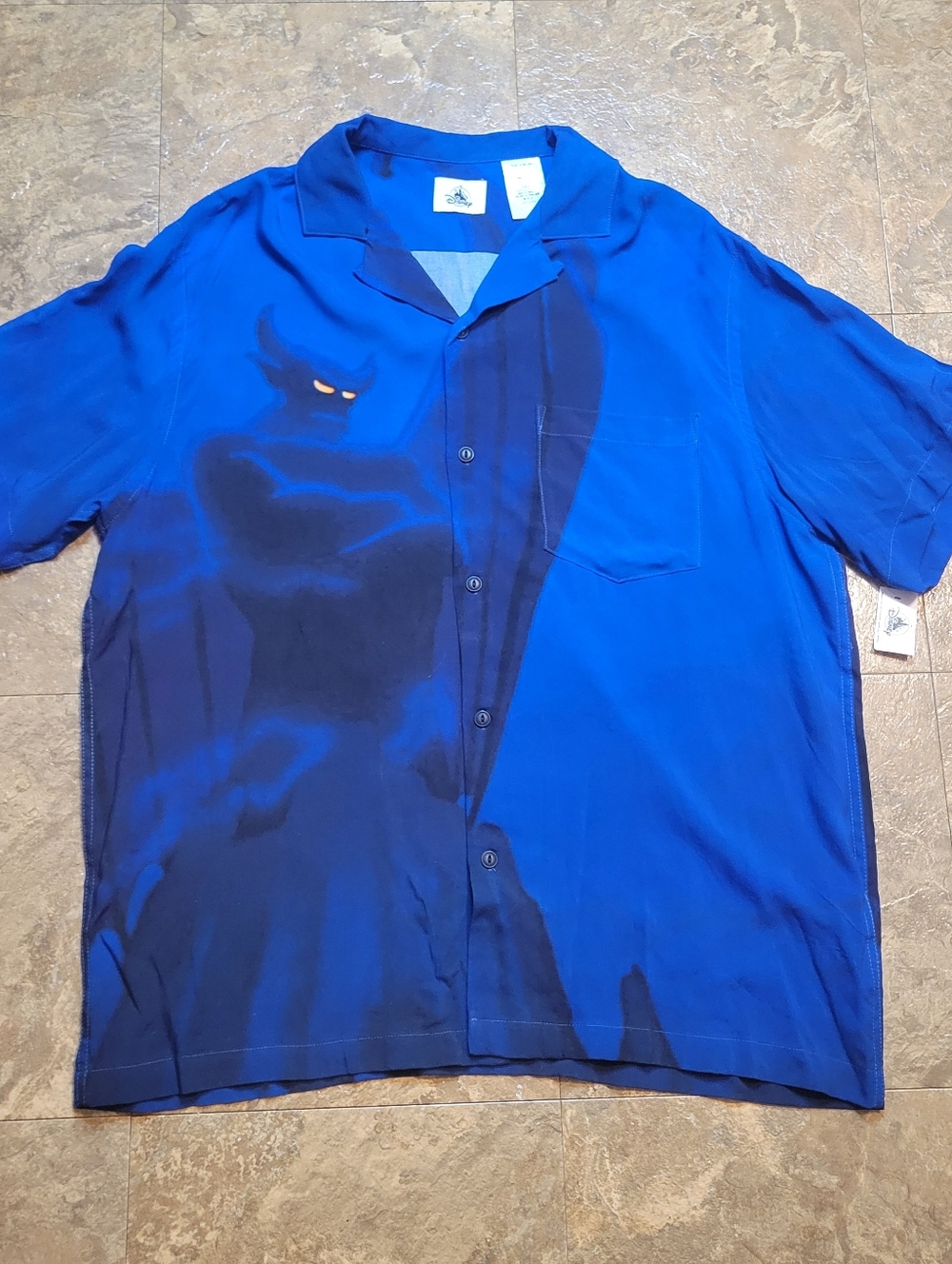 Disney Fantasia Camp Shirt Mens Large L Blue Button Up Short Sleeve Hawaiian NWT